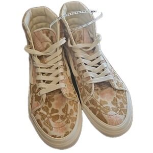 Vans Hi Top Groovy Floral Peach M 7.5 W 9 Sneakers Velvet NEW